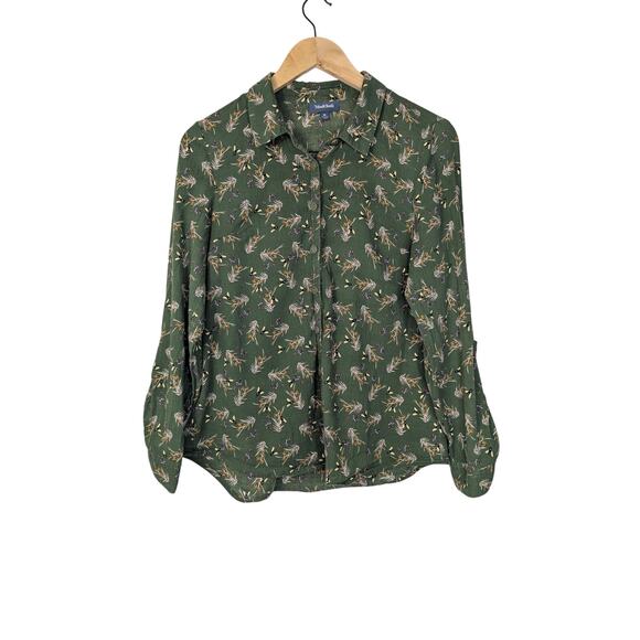 Modcloth Twist On Simple Bee and Floral Printed Button Down Shirt - Picture 1 of 9